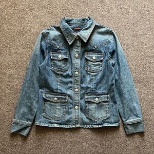 Vintage Gap Y2K Western Jean Jacket Snap Front Women’s Small Stretch Denim Rodeo